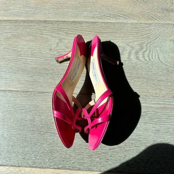 Jimmy Choo Pink Leather Slides - Picture 5 of 11